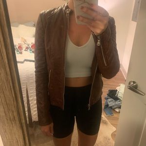 Express Chocolate Quilted Leather Jacket